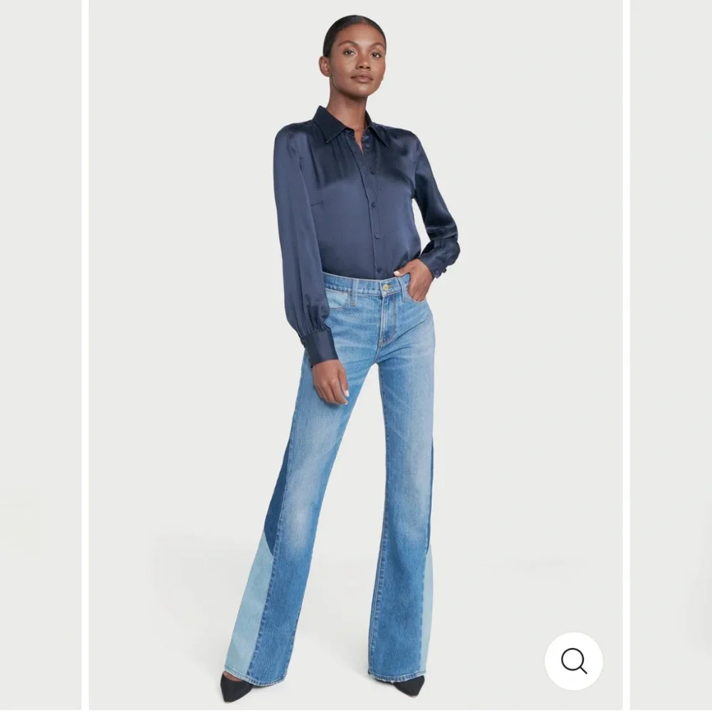 Frame Denim NWT - Le High Flare Diagonal Block in Kingsley, Size 30 - Picture 2 of 6